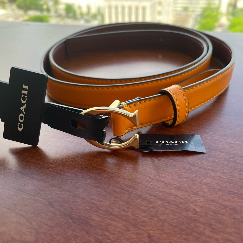 Coach leather skinny belt size XL